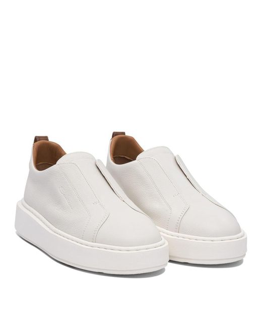 Santoni White Sneakers & Slip-On