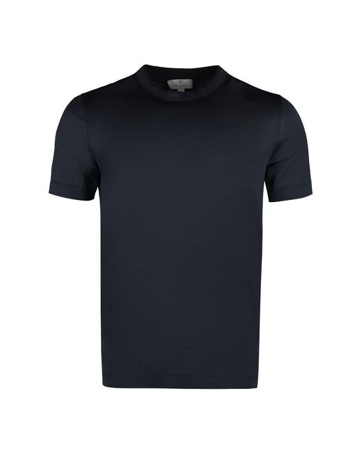 Canali Black Cotton Crew-neck T-shirt for men