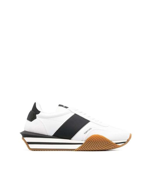 Tom Ford White James Panelled Leather Low-top Trainers for men