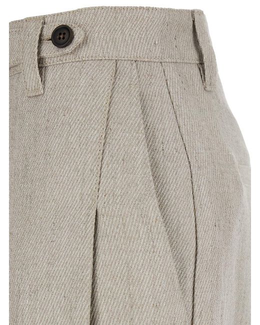 Brunello Cucinelli Gray Pants With Hidden Front Closure And Applied Buttons