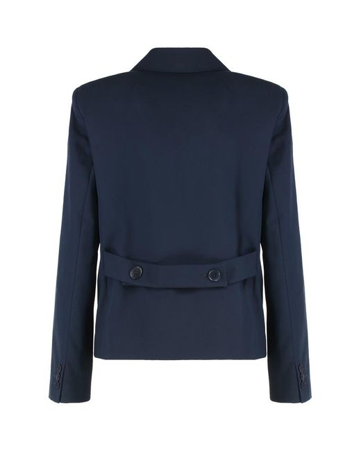 Weekend by Maxmara Blue Double-Breasted Jacket Carpet