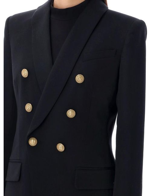 Balmain Blue Crepe Jacket With A Shawl Collar