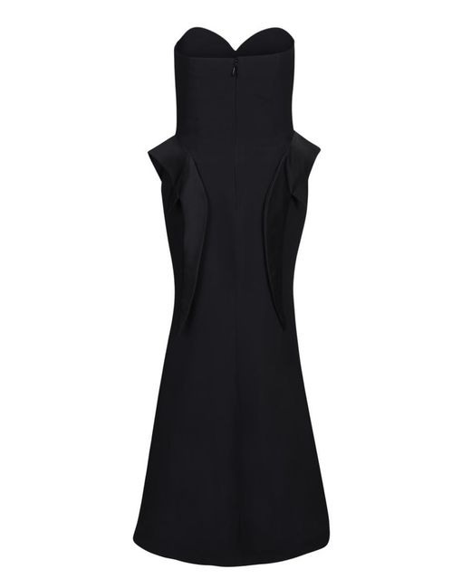 Moschino Black Sweetheart-Neck Embroidered Strapless Maxi Dress