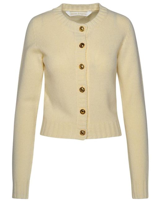 Palm Angels Natural Ivory Wool Blend Cardigan