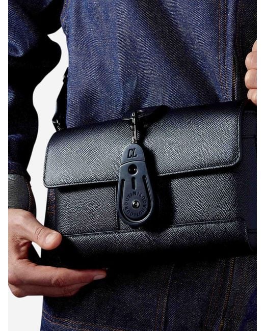 Christian Louboutin Black Grained Leather Crossbody Bag for men