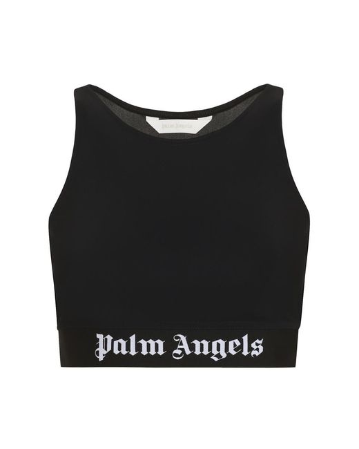 Palm Angels Black Technical Fabric Crop Top