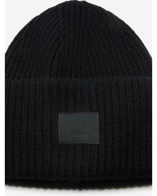 Acne Black Wool Knit Hat for men