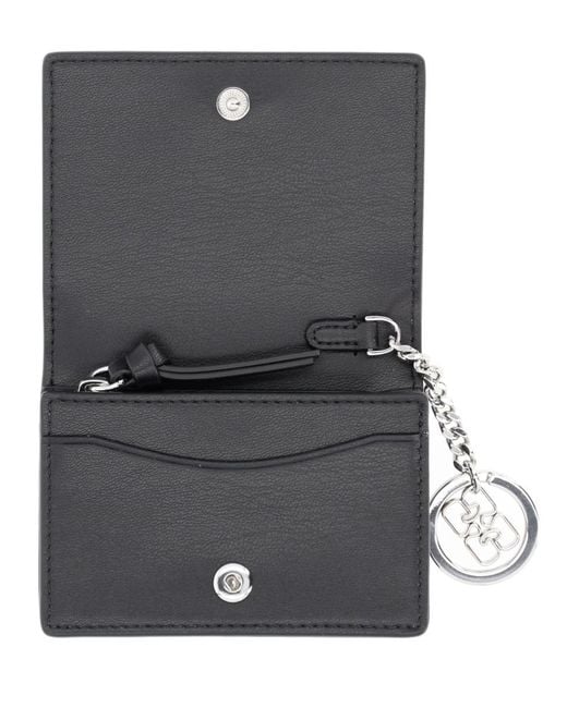 Ganni Black Card Wallet With Charm