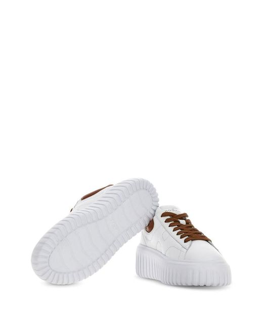 Hogan White Leather H-stripes Sneakers