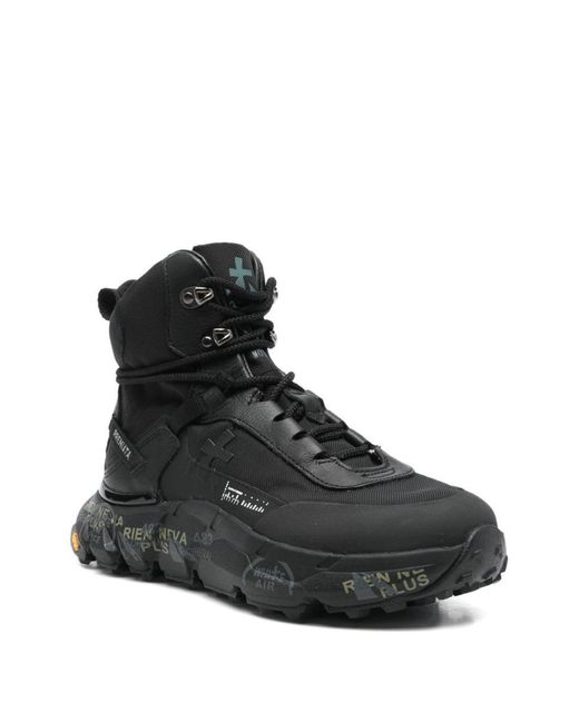 Premiata Black High-Top Sneakers With Sole And Textured Accents
