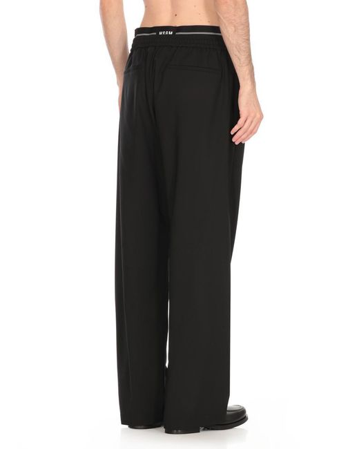 MSGM Black Wool Pants for men