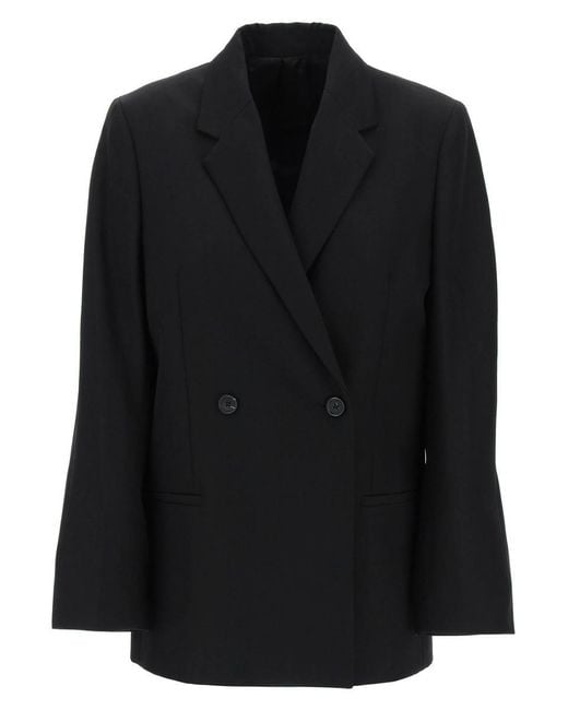 Totême  Black Toteme Double-Breasted Recycled Wool Blazer
