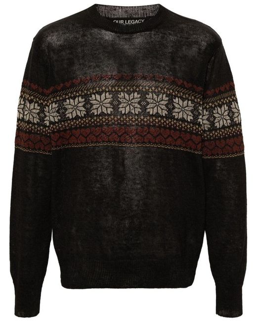 Our Legacy Black Fair-isle Hemp Sweater for men