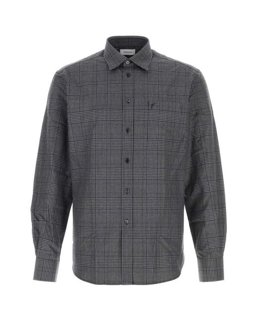 Ferragamo Gray Embroidered Oxford Shirt for men