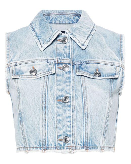 Sportmax Blue Denim Cotton Cropped Vest