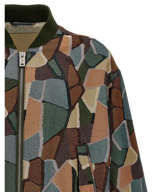 Emporio Armani Green Fancy Printed Bomber Jacket for men