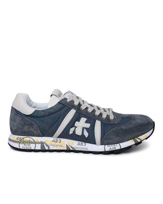 Premiata 'lucy' Blue Leather And Fabric Sneakers for men