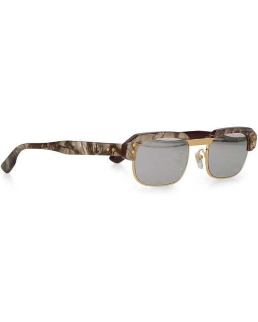 Gucci White Rectangular Frame Sunglasses