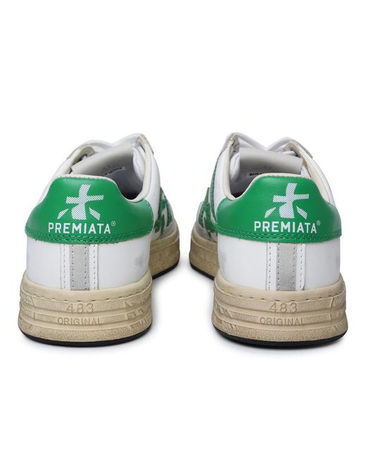 Premiata Green 'russell' White Leather Sneakers for men