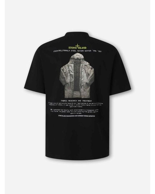 Stone Island Black Cotton Logo T-Shirt for men