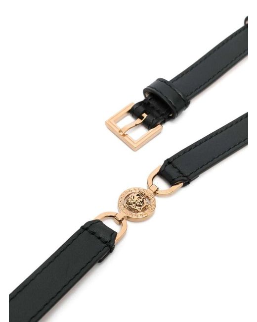 Versace Black Leather Low Belt