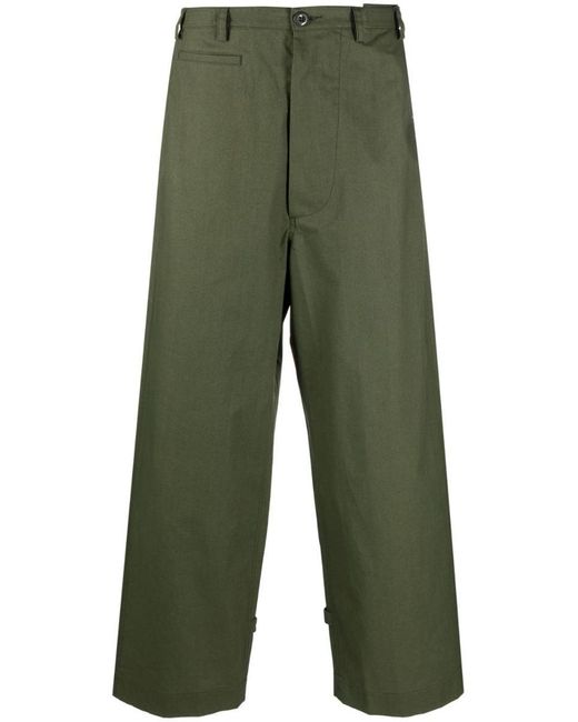KENZO Green Mid-rise Cotton Wide-leg Trousers for men