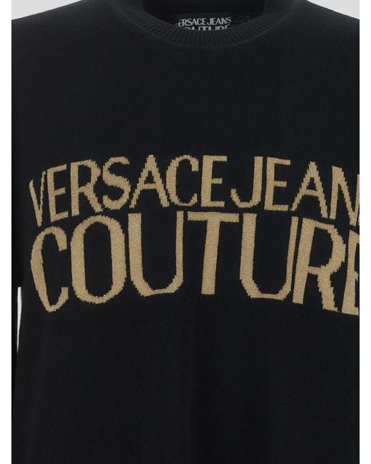Versace Black Intarsia Logo Sweater for men