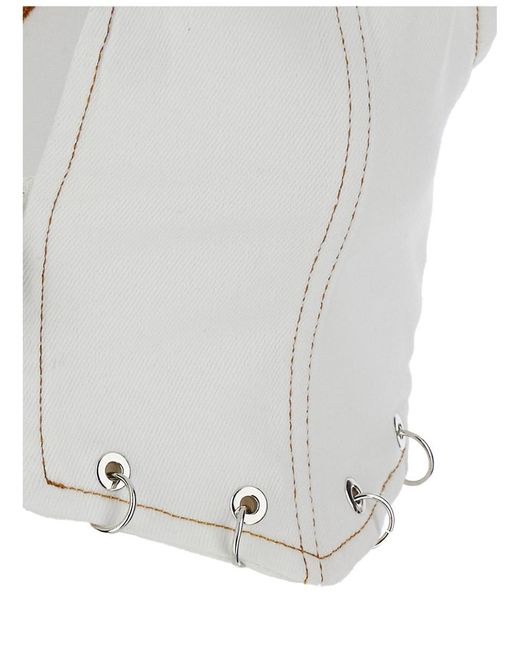 Pinko Gray White Vest With Contrasting Details In Cotton Woman