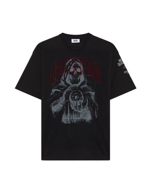 Gcds Black Gothic Print T-shirt for men