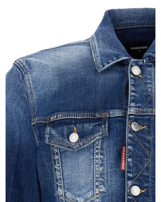 DSquared² Blue Worn Effect Denim Jacket for men