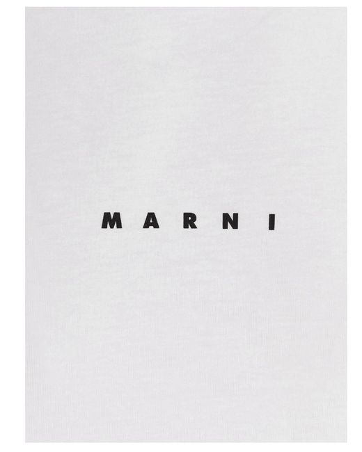 Marni White Logo Printed T-shirt for men