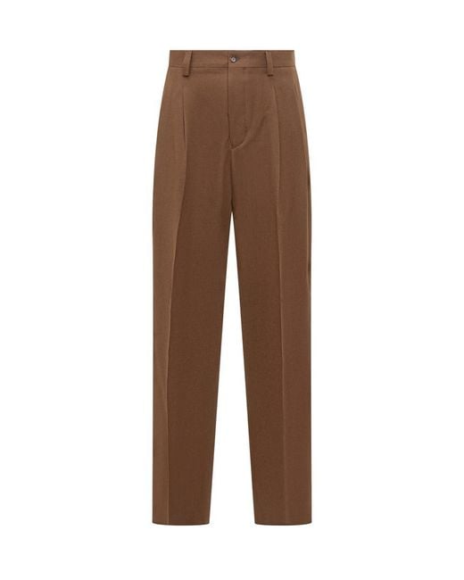 Laneus Brown Pants With Stretch Pleat for men