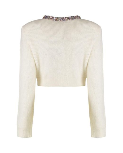 Self-Portrait White Wool-Blend Cardigan
