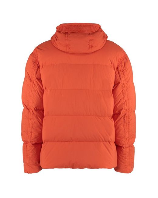 C P Company Orange Survival Hooded Nylon Down Jacket for men