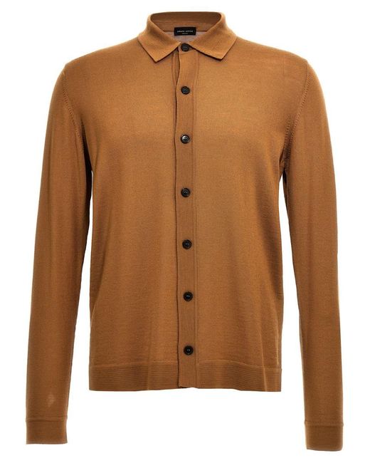 Roberto Collina Brown Knitted Shirt for men