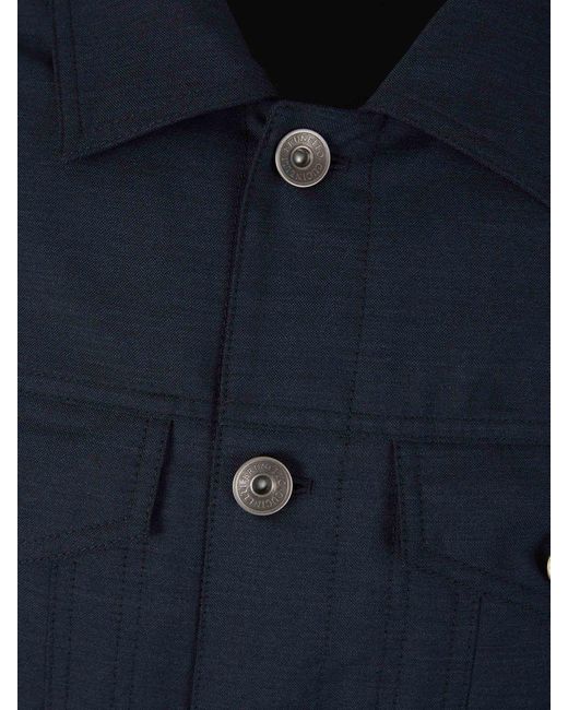 Brunello Cucinelli Blue Pockets Wool Jacket for men