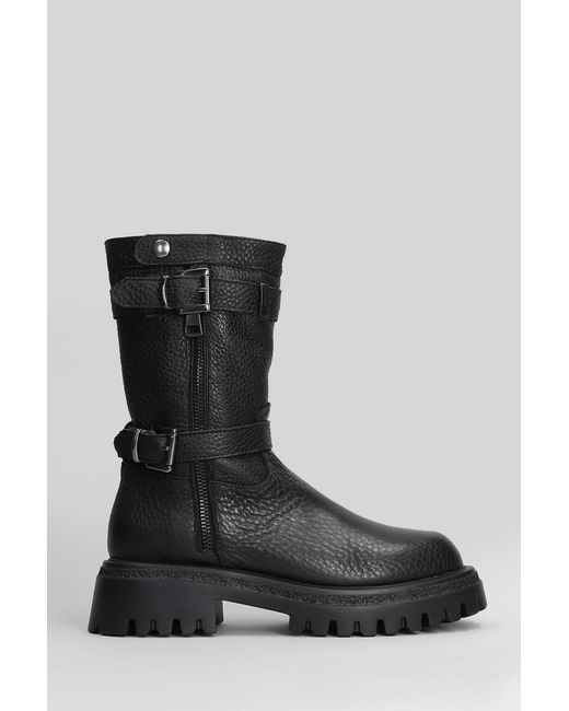 GISÉL MOIRÉ Black Norvegia Low Heels Ankle Boots