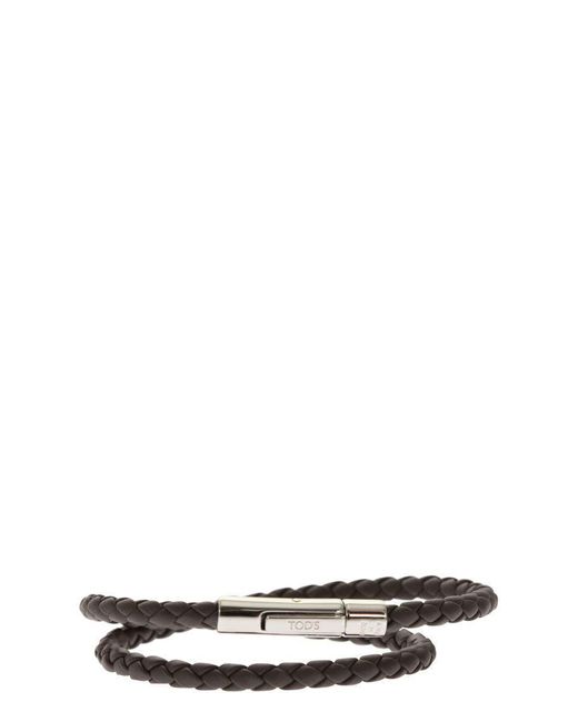 Tod's White Mycolors 2-turn Leather Bracelet for men