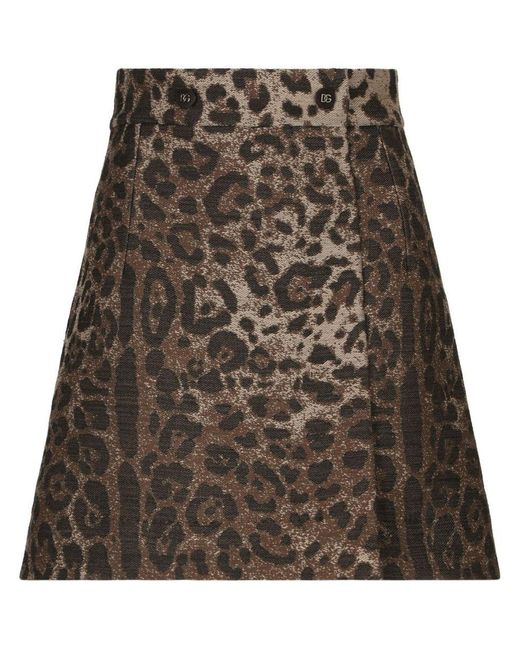 Dolce & Gabbana Brown Leopard-print High-waisted Miniskirt
