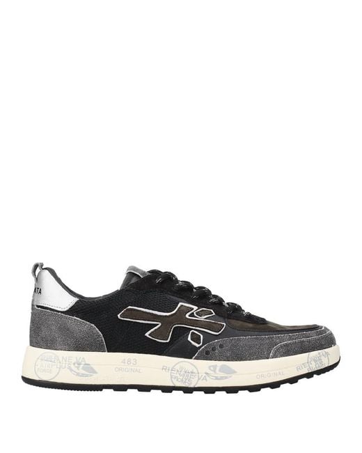 Premiata Black Nous Mesh And Suede Sneakers Shoes for men