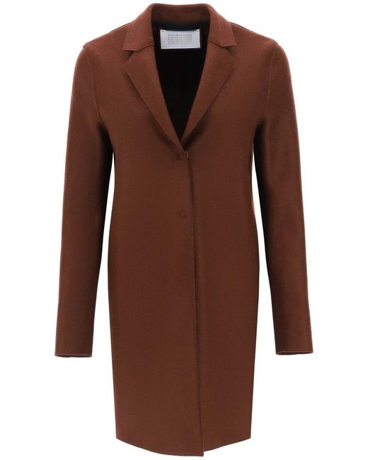 Harris Wharf London Brown Single-breasted Coat In Pressed Wool