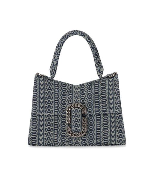 Marc Jacobs Black The Washed Monogram Denim St. Marc Handbag
