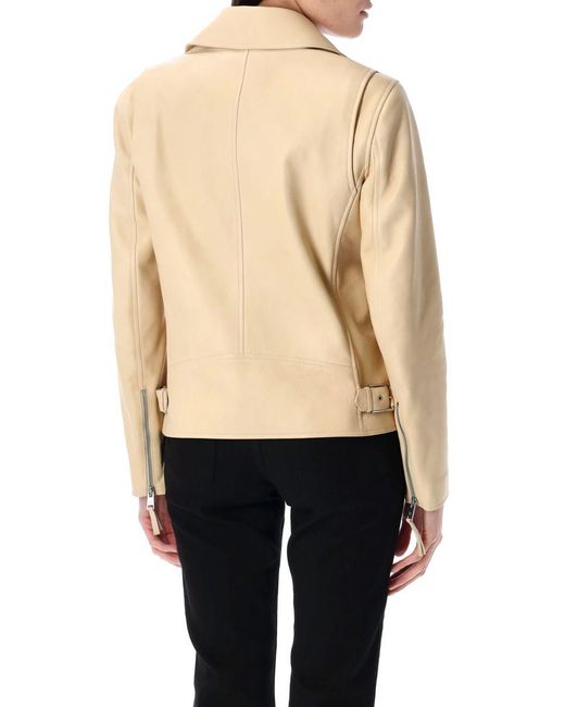 Ralph Lauren Natural Sheepskin Leather Moto Jacket