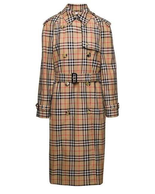 Burberry Natural 'Harehope' Double-Breasted Trench Coat With Matching Be