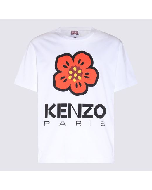 KENZO White Cotton Boke Flower T-shirt for men