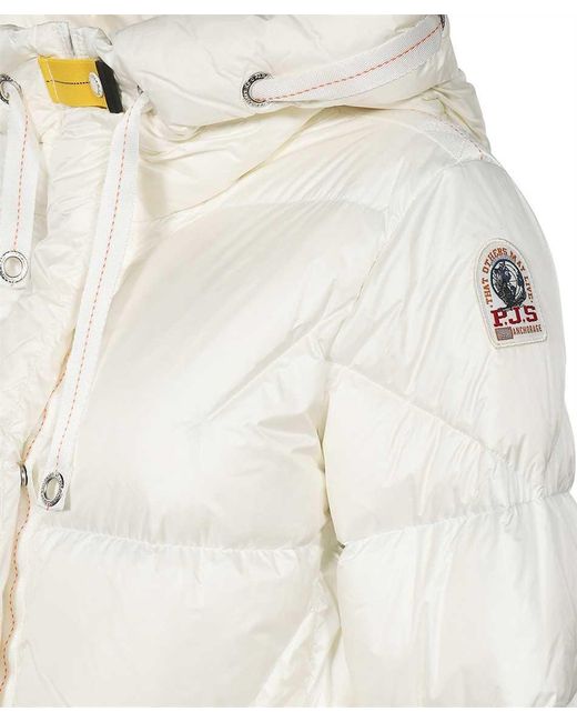 Parajumpers White Leonie Long Hooded Down Jacket