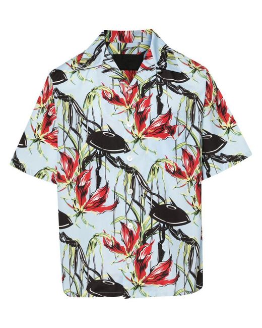 Prada Multicolor Floral-print Cotton Shirt for men