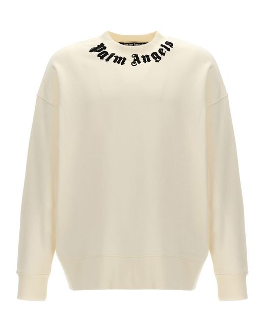 Palm Angels White 'Neck Logo' Sweatshirt for men