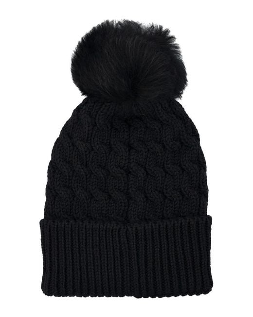 Moncler Black Wool Beanie With Shearling Pom-pom
