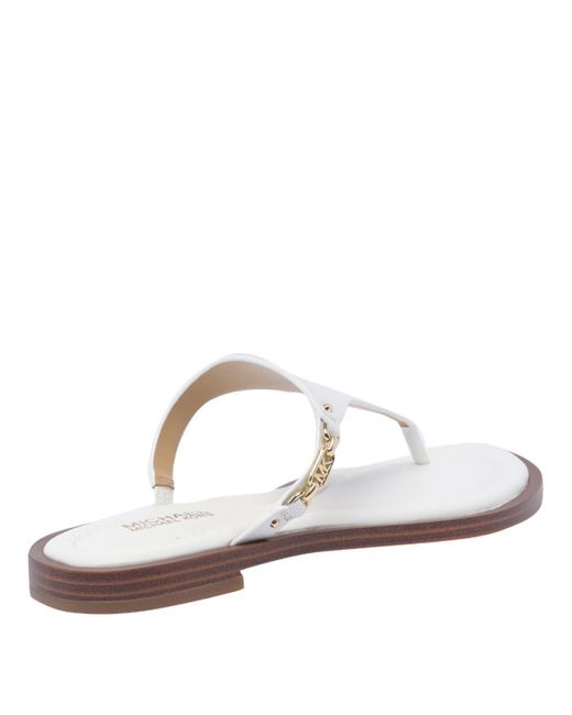 MICHAEL Michael Kors White Daniella Leather Thong Sandals